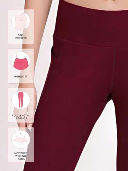 Shyle Red Dahlia Coin Pocket High Waist Workout Leggings