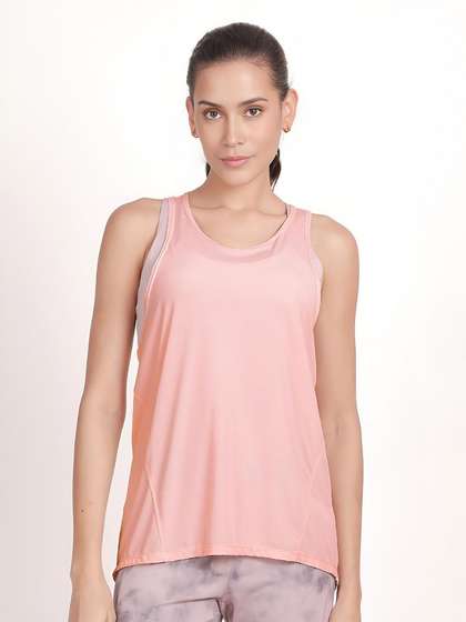 Shyle Candy Pink Overlap Back Loose Fit Tank Top