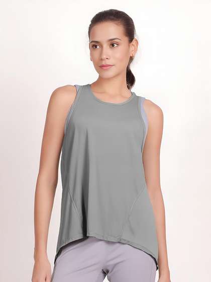 Shyle Monument Grey Overlap Back Loose Fit Tank Top