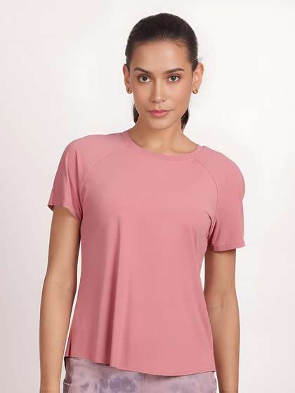 Shyle Wild Rose Pink Raglan Half Sleeve Regular T-Shirt