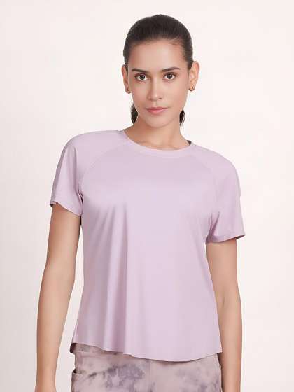 Shyle Pastel Lilac Raglan Half Sleeve Regular T-Shirt