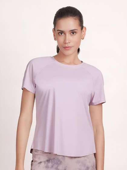 Shyle Pastel Lilac Raglan Half
                          Sleeve Regular T-Shirt