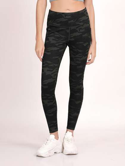 Shyle Black High Waist Cameo Printed Workout Leggings
