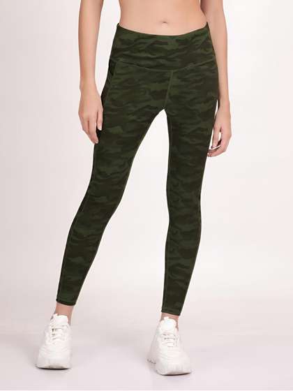 Shyle Calla Green High Waist Cameo Printed Workout Leggings