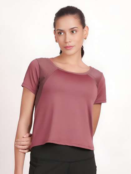 Shyle Wild Rose Raglan Mesh Sleeve Regular T-Shirt