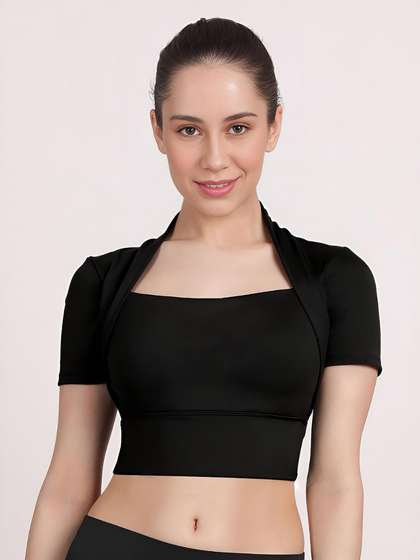 Shyle Black Beauty Half Sleeve Padded Bra Top