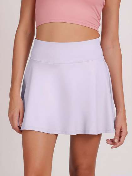 Shyle Lavender Wide Waistband Flared Skorts