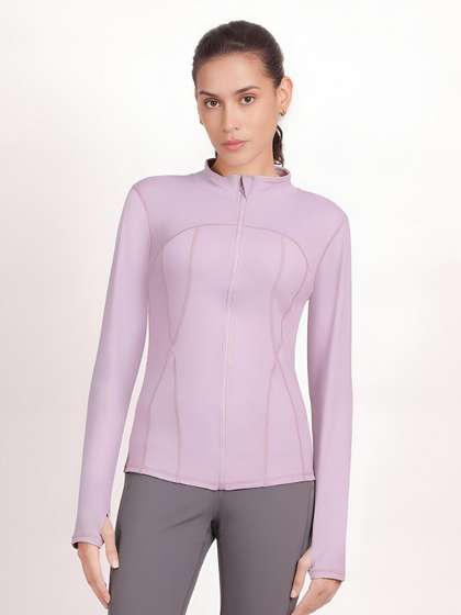 Shyle Lilac Full Sleeve Finger Keyhole High Neck Jacket