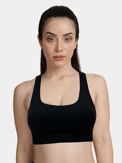 Shyaway Black Bean Racerback Adjustable Straps Sports Bra