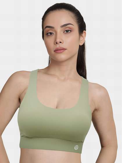 Shyaway Fog Green Racerback Adjustable Straps Sports Bra