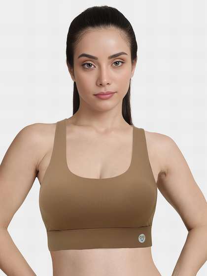 Shyaway Light Brown Racerback Adjustable Straps Sports Bra