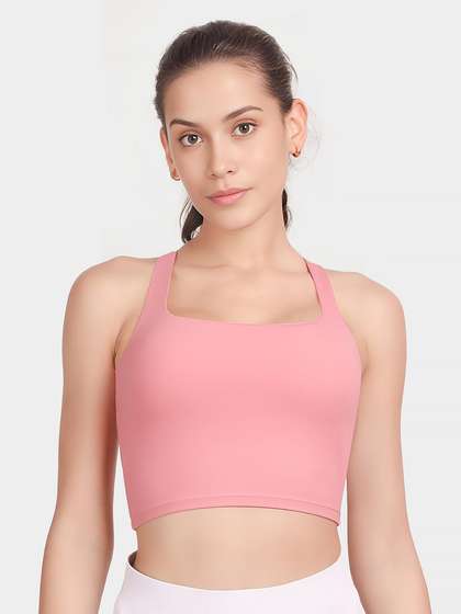 Shyle CandyPink Low Impact Longline Strappy Back Sports Bra