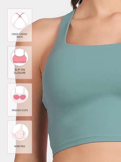 Shyle Ethereal Blue Low Impact Longline Strappy Back Sports Bra