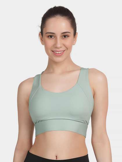 Shyle Bay Green Dual Cross Back Medium Impact Sports Bra