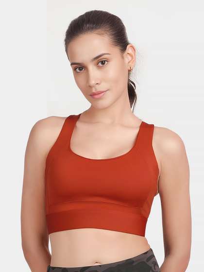 Shyle Lava Red Dual Cross Back Medium Impact Sports Bra