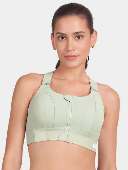 Shyle Bay Green Velcro Adjuster High Impact High Coverage Sports Bra