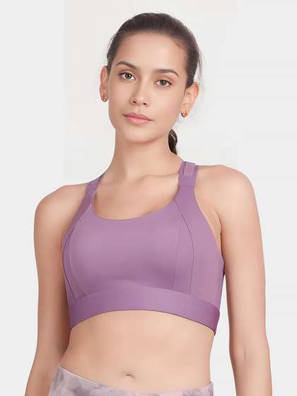 Shyle Hyacinth Purple Front Multi Adjustor Medium Impact Sports Bra