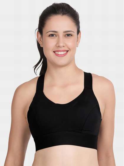 Shyle Black Beauty Medium Impact Wide Strap Padded Sports Bra