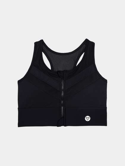 Shyle Black Beauty Front Open Padded Sports Bra