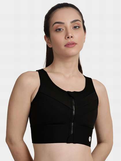 Shyle Black Beauty Front Open Padded Sports Bra