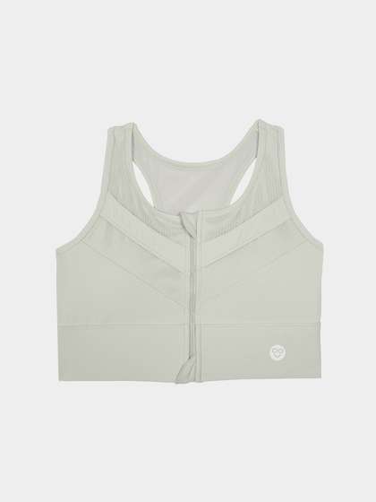 Shyle Pale Green Front Open Padded Sports Bra