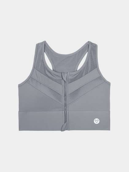 Shyle Stormfront Grey Front Open Padded Sports Bra