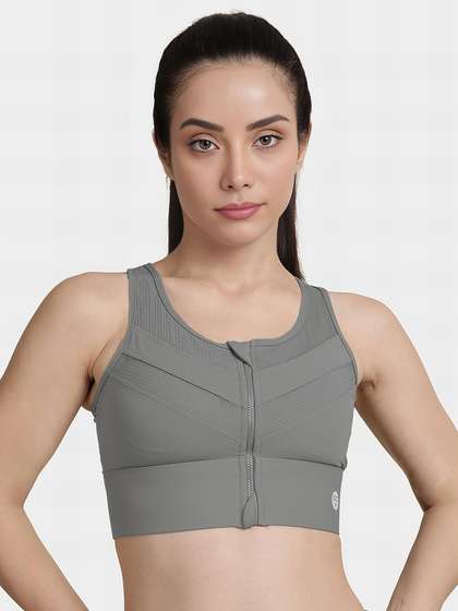 Shyle Stormfront Grey Front Open Padded Sports Bra