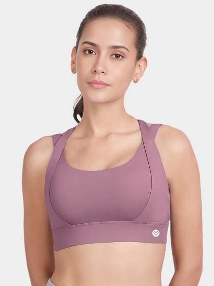 Shyle Argyl Purple Criss Cross Strap Medium Impact Sports Bra