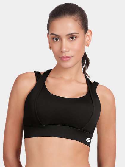 Shyle Black Beauty Criss Cross Strap Medium Impact Sports Bra