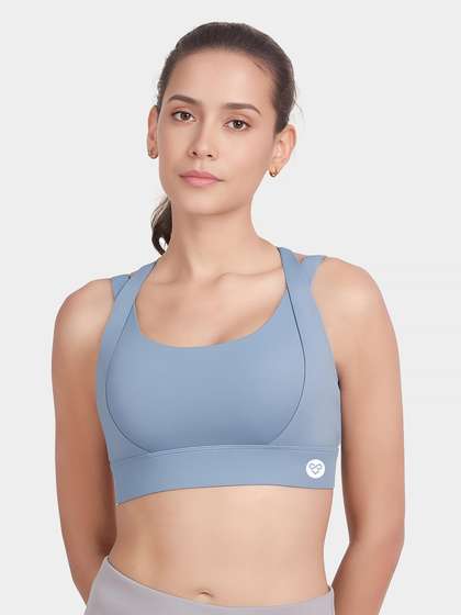 Shyle Windsurfer Blue Criss Cross Strap Medium Impact Sports Bra