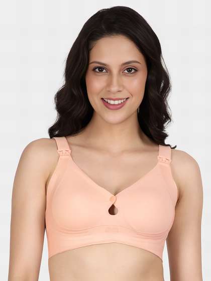 Shyle Peach Dust Cutwork Seamless Nursing Bra