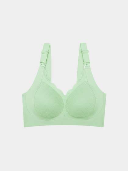 Shyle Gleam Green Patterned Lace Cup Seamless Nursing Bra