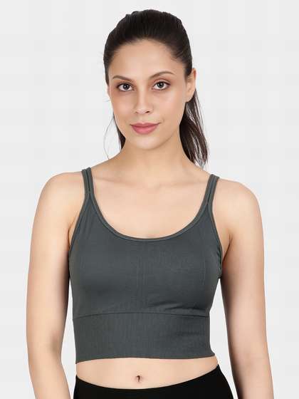 Shyle Poppy Gray Dual Strap Deep Back Removable Cups Bra