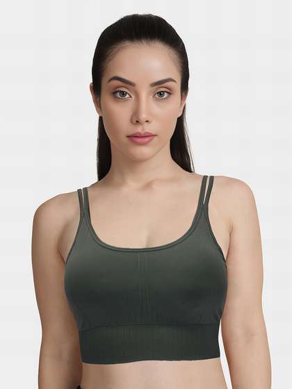 Shyle Poppy Gray Dual Strap Deep Back Removable Cups Bra