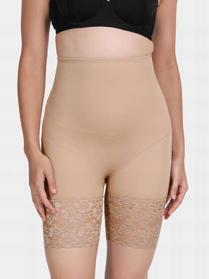 Shyle Light Brown Lace Detailed Torso Slimmer Shapewear