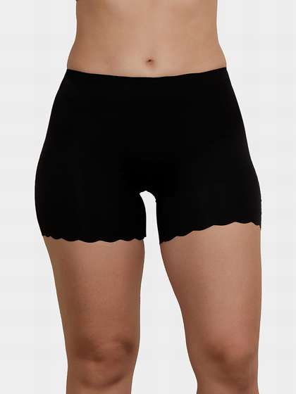 Shyle Black Beauty Waist Grip Scallop Finish Shapewear