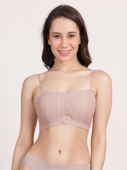Shyle Orchid Mauve Ribbed With Front Lace Slip On Bra