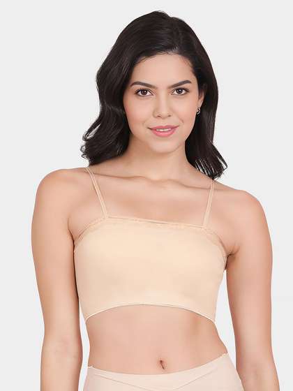 Shyle Pearled Ivory Lace Neckline Seamless Slip On Bra