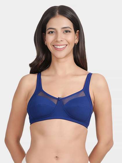 Susie Sodalite Blue Mesh Neckline Non Padded Everyday Bra