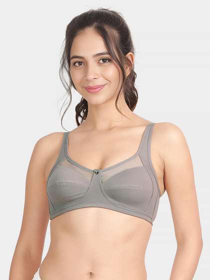 Susie Stormfront Grey Mesh Neckline Non Padded Everyday Bra