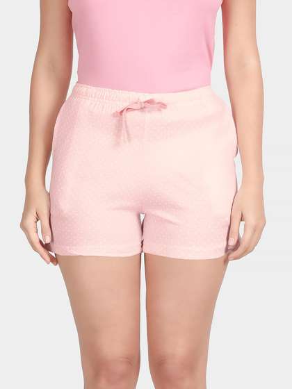 Shyaway Ballet Pink Polka Dot Print Mid Thigh Shorts