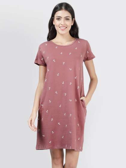 Shyaway Wild Orchid Anchor Printed Casual Sleep Tee