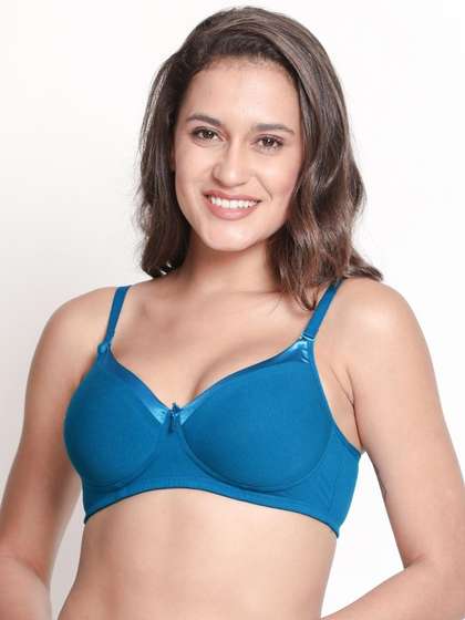 Susie Blue Satin Neck Cotton Padded Everyday Bra