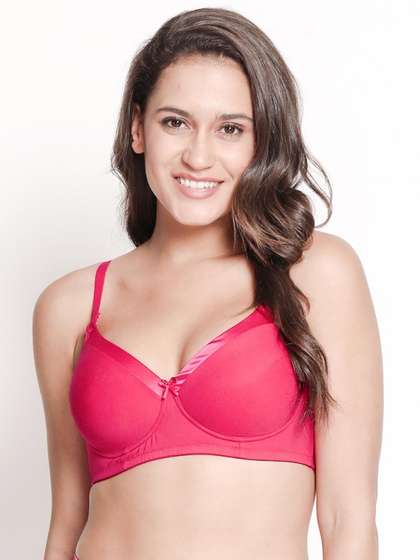 Susie Fuchsia Pink Satin Neck Cotton Padded Everyday Bra