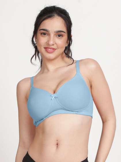 Susie Angelfalls Blue Solid Cotton Padded Everyday Bra