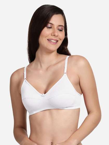 Shyle White Non Padded Seamed Solid Casual Bra