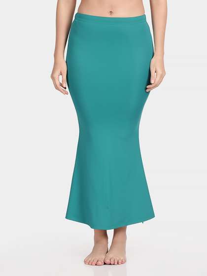 United Classic Fanfare Green Flared Side Slit Saree Shapewear