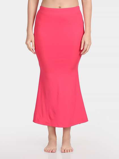 United Classic Raspberry Pink Flared Side Slit Saree Shapewear