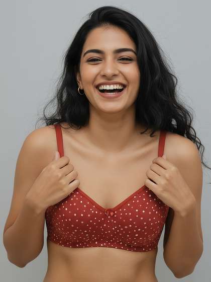 Susie Red Ochre Secret Side Shaper Basic Moulded Printed Bra