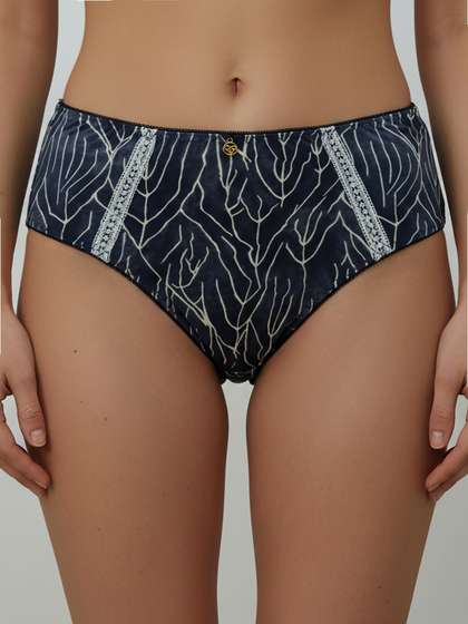Susie Blue White Mid Waist
                          Printed Hipster Panty